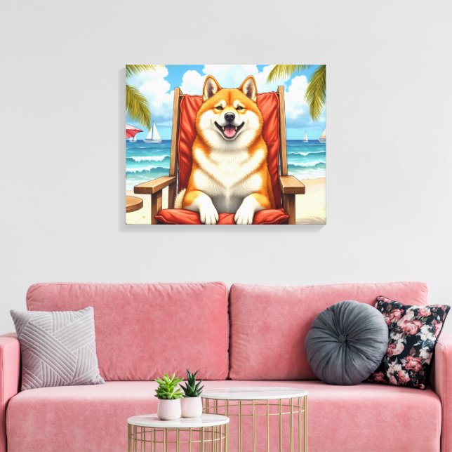 Akita Strand Avslappnad Scen Canvastryck (Insitu (Vardagsrum))