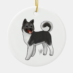 Akita - Svart och vitt ornament