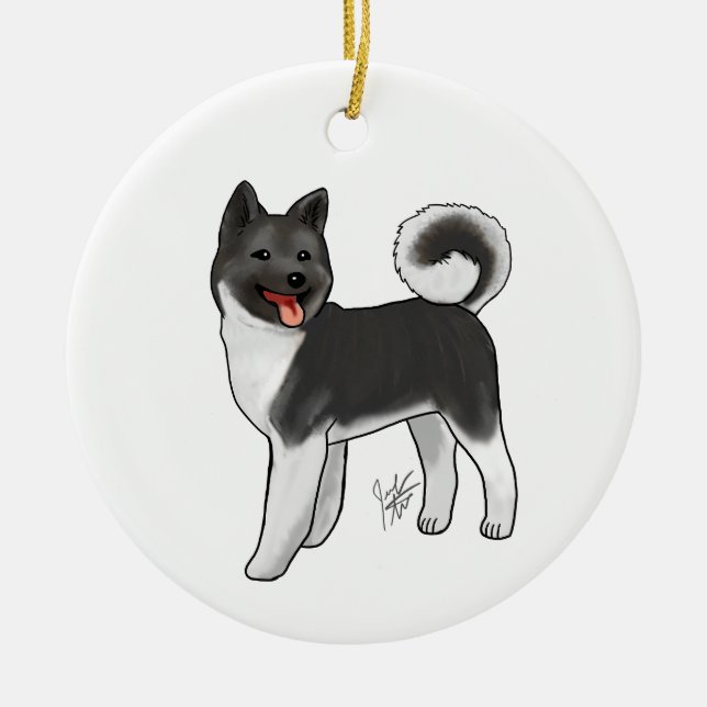 Akita - Svart och vitt ornament (Framsidan)