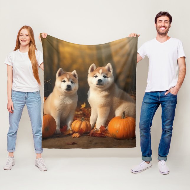 Akita Valp Höstens Glädje Pumpa Fleecefilt (På plats)