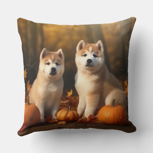 Akita Valp Höstens Glädje Pumpa Kudde (Baksida)