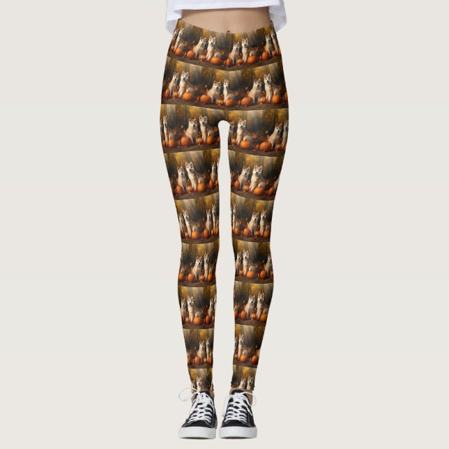 Akita Valp Höstglädje Pumpa Leggings (Framsida)