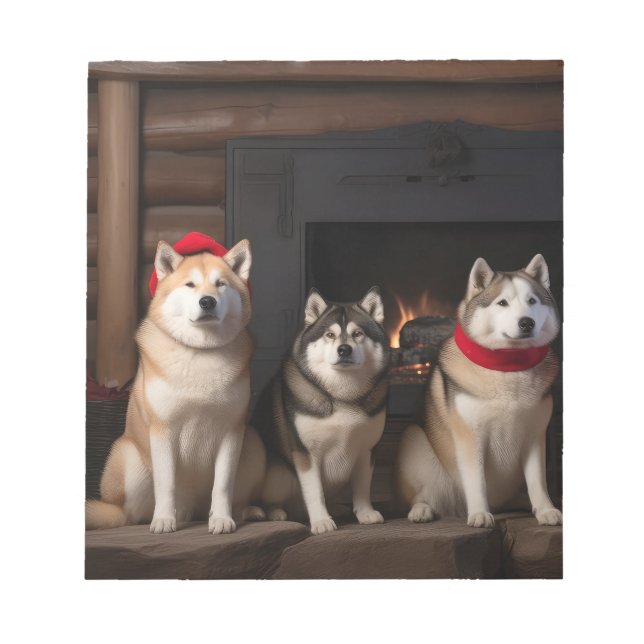 Akita vid brasan jul anteckningsblock (Framsida)