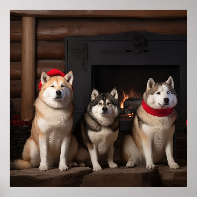 Akita vid brasan jul poster (Framsidan)