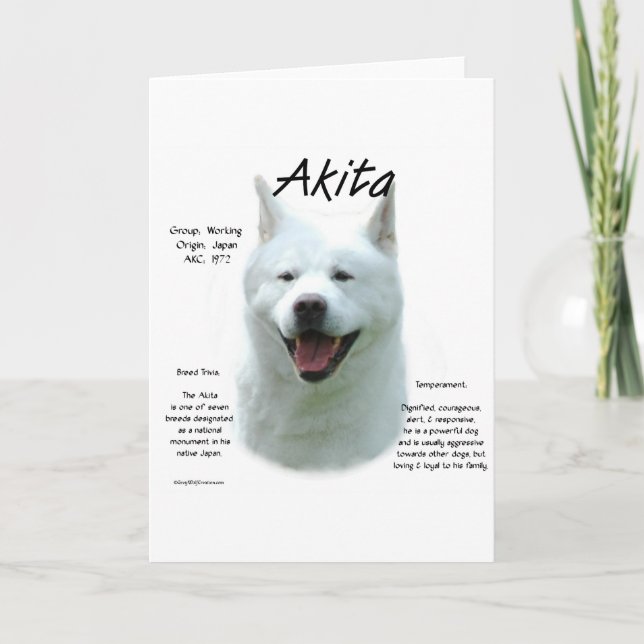 Akita (vit) historiedesign helgkort (Framsida)