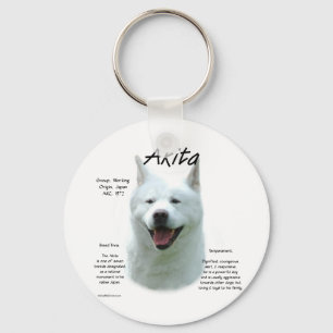 Akita (vit) historiedesign nyckelring