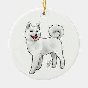 Akita - vit ornament