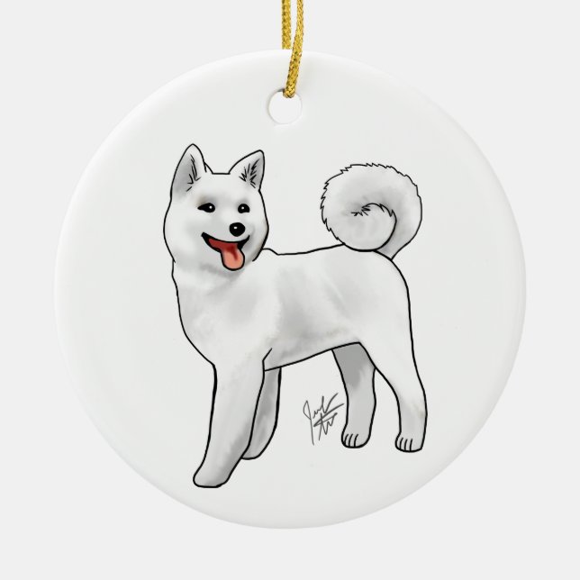 Akita - vit ornament (Framsidan)