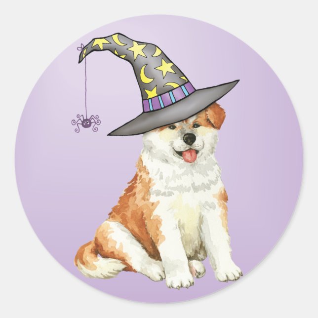 Akita Witch Runt Klistermärke (Framsida)