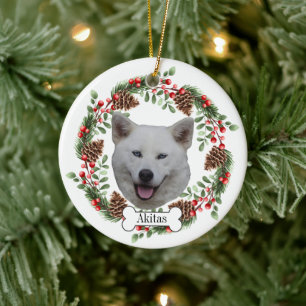 akitas hund julgransprydnad keramik