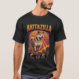 Akitazilla Giant Akita Dog Monster Movie Parody T Shirt