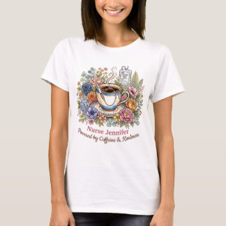 Akkumulerad medicinsk kaffe Blommig Personlig Namn T Shirt