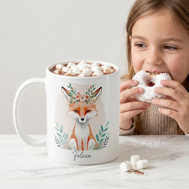 Akkurat vattenfärg räfflad räv kaffemugg (Skapare uppladdad)