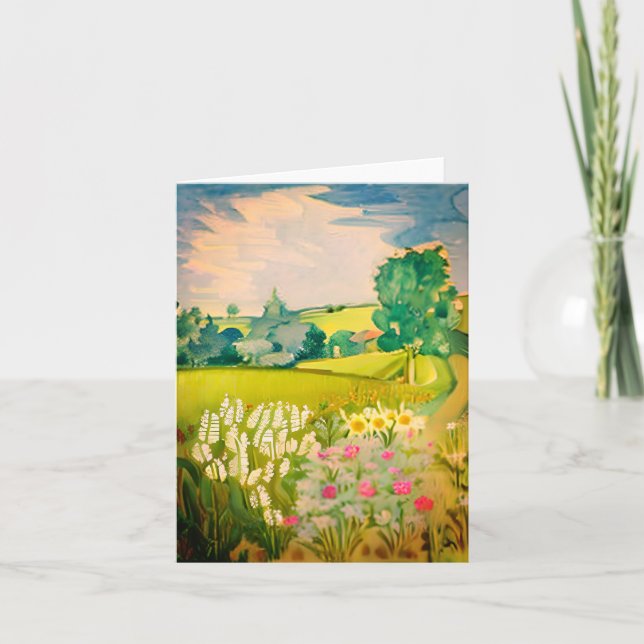 Akkurat vattenfärgblommig landsbygd kort (Framsida)