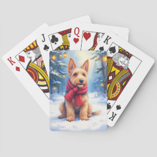 Akkusativ Airedale Terrier Snöig jul Casinokort