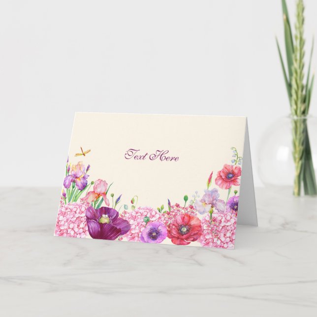 Akkvarell blommande gren fågel natur  kort (Framsida)