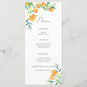 Akkvarell eleganta apelsiner citrus minimalistisk meny