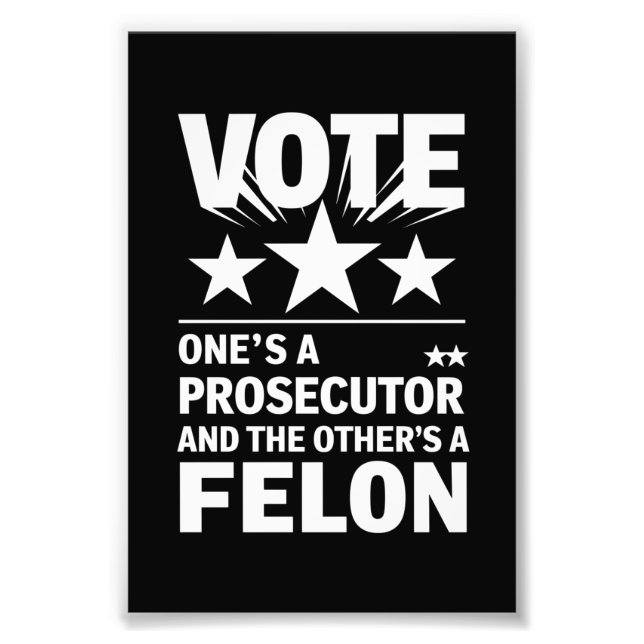 Åklagare kontra Felon Voter Funny Politisk Fototryck (Framsidan)