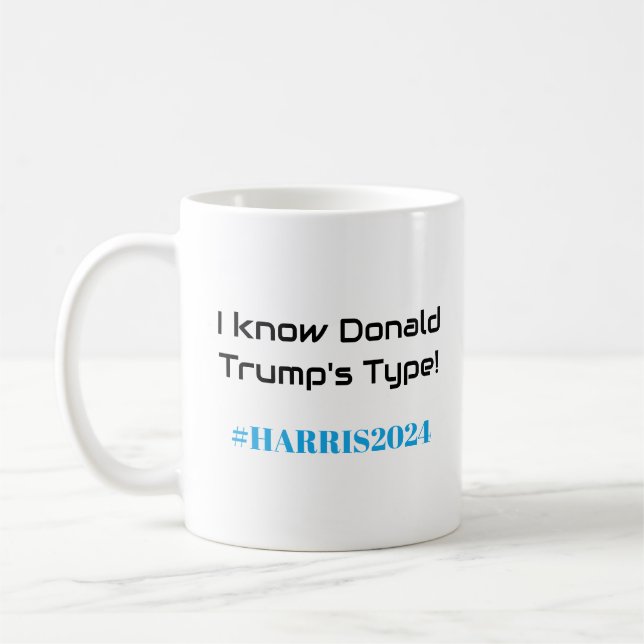 Åklagare mot Convict! Kamala Harris 2024 Roligt Kaffemugg (Vänster)