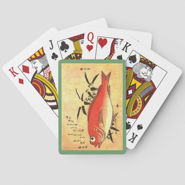 Akodai - Hiroshiges färgstarka japanska fiskutskri Casinokort (Baksidan)