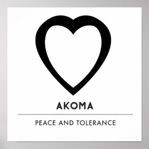 Akoma   Symbol för vit tålamod och tolerans Poster