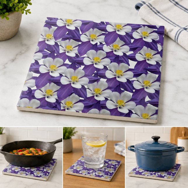 Akonblommönster Kakelplatta (Columbine Flower Pattern Ceramic Tile)