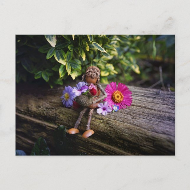 Akorn Elf-flicka med blomstervykort Vykort (Framsida)