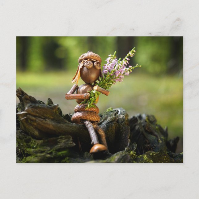 Akorn Elf-flicka med blomstervykort Vykort (Framsida)