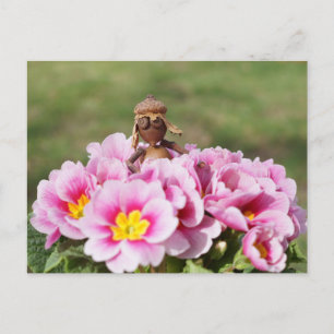 Akorn Elf-flicka på vår-blomsterkortet Vykort