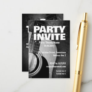 AKOUSTISKT MUSISKT GUITAR Party Inbjudan-kort Tilläggskort