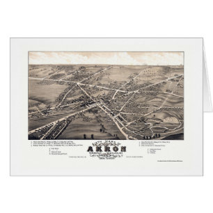 Akron OH panorama- karta - 1882 Hälsningskort