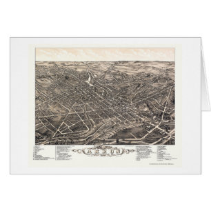 Akron OH panorama- karta - 1882 Hälsningskort