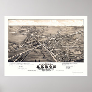 Akron, OH Panoramic Karta - 1882 Poster