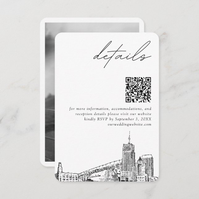 Akron Ohio Bröllop Modern Information QR-kod Tilläggskort (Fram/baksida)