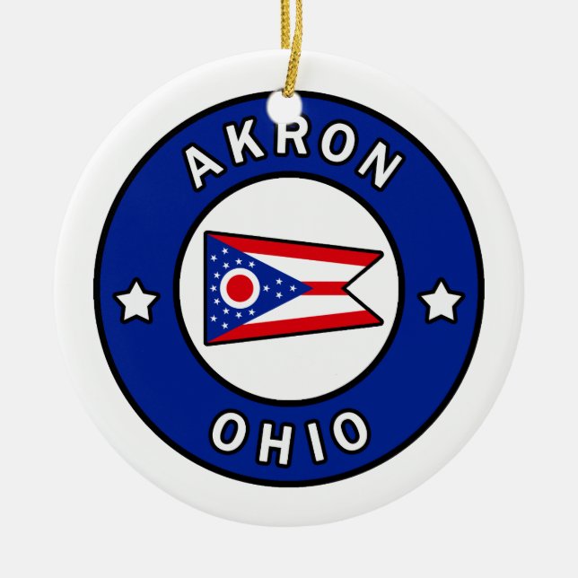 Akron Ohio Julgransprydnad Keramik (Framsidan)