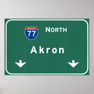 Akron Ohio oh Interstate huvudvägmotorväg: Poster