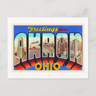 Akron Ohio OH Vintage Large Brev vykort