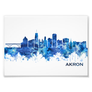 Akron Ohio Skyline Blue Fototryck