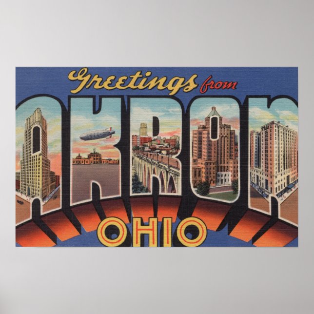 Akron, OhioLarge Brev ScenesAkron, OH Poster (Framsidan)