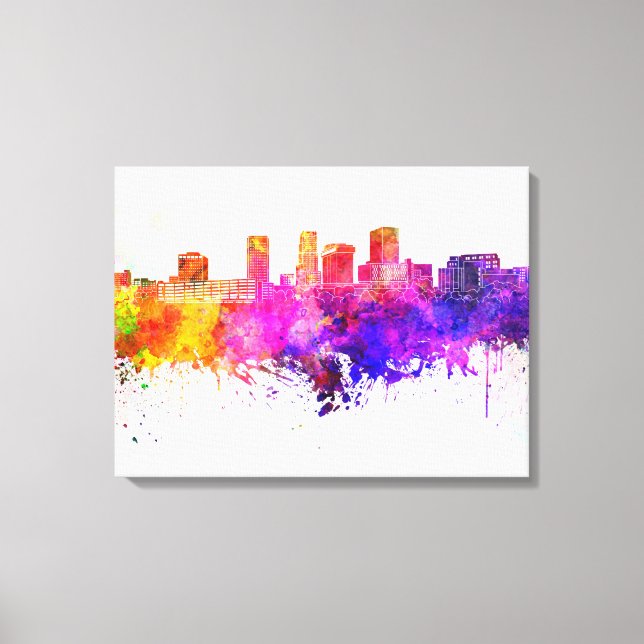 Akron skyline in watercolor background canvastryck (Framsida)