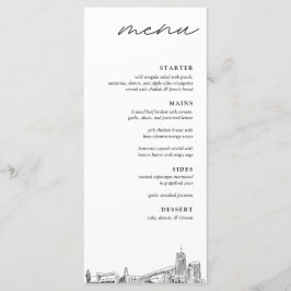 Akron Skyline Modern Bröllop Dinner Menu Meny