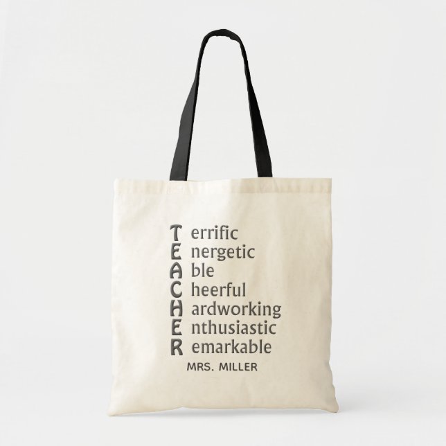 Akronym för läraren Namn Large Tote Bag Tygkasse (Framsidan)