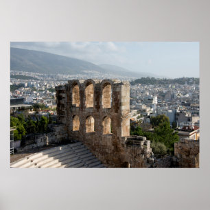 Akropolis Ancient ruins som förbiser Aten Poster