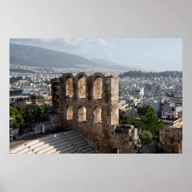 Akropolis Ancient ruins som förbiser Aten Poster (Framsidan)