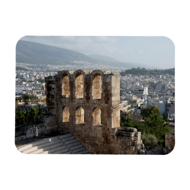 Akropolis Antika ruiner med utsikt över Aten Magnet (Horisontell)