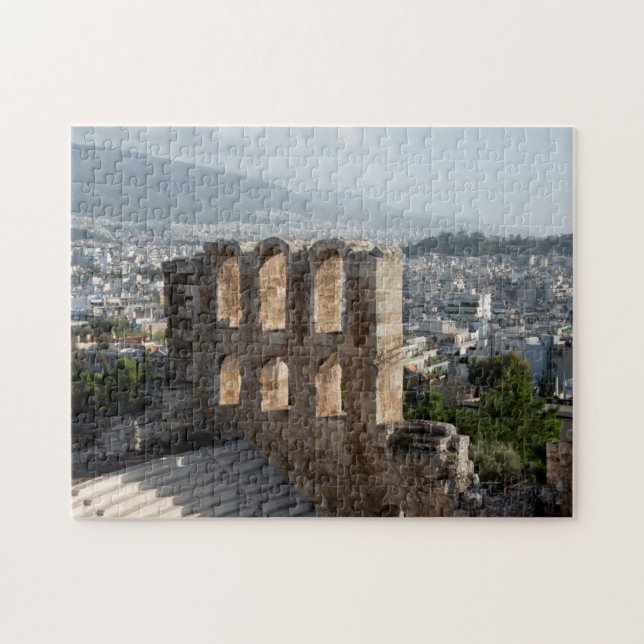 Akropolis Antika ruiner med utsikt över Aten Pussel (Horisontell)