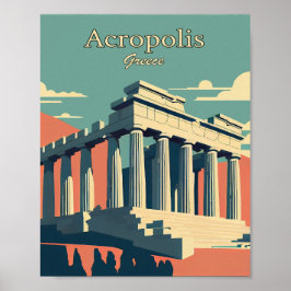 Akropolis Aten Grecce Minimalist Art Poster