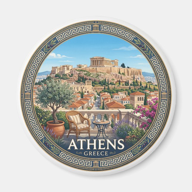 Akropolis Aten Grekland Magnet (Framsidan)