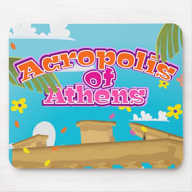 Akropolis Aten Grekland resemålereklam. Musmatta (Framsidan)