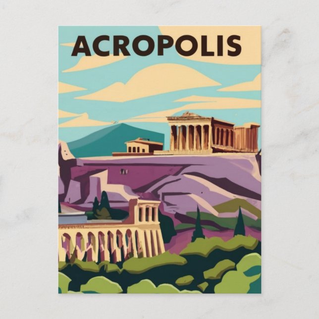 Akropolis Aten, Grekland Vykort (Framsida)